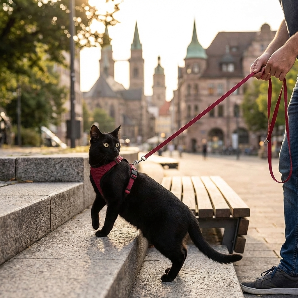 TruePet Katzengeschirr mit Leine | Ausbruchsicher | Weich gepolstert | Verstellbar | S-L