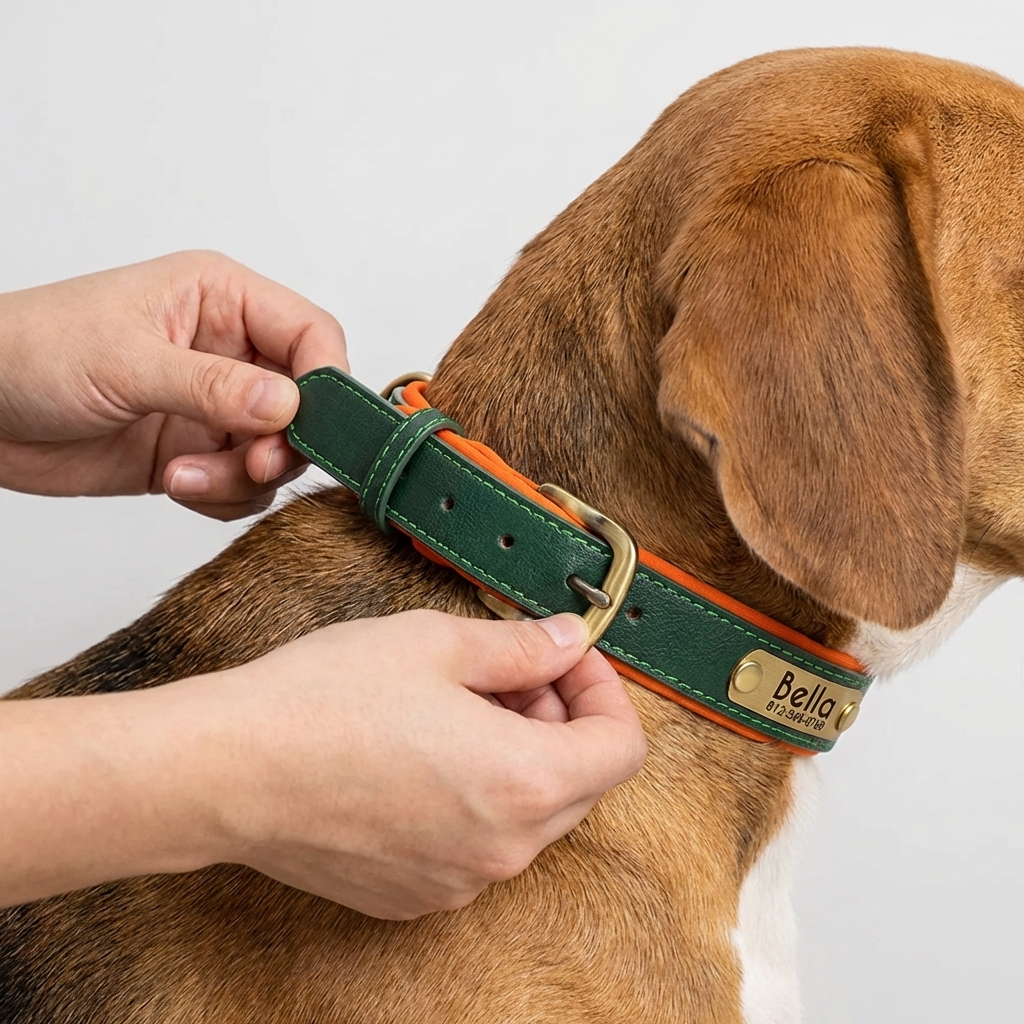 TruePet Personalisiertes Hundehalsband | PU-Leder mit Gravur | Gepolstert | XS-XL
