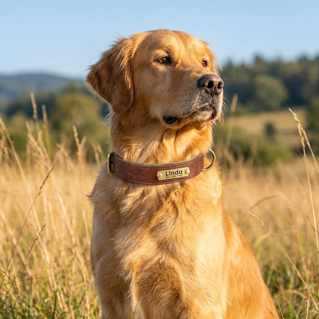 TruePet Premium Hundeleine aus Leder | Mit Gravur | Gepolstert