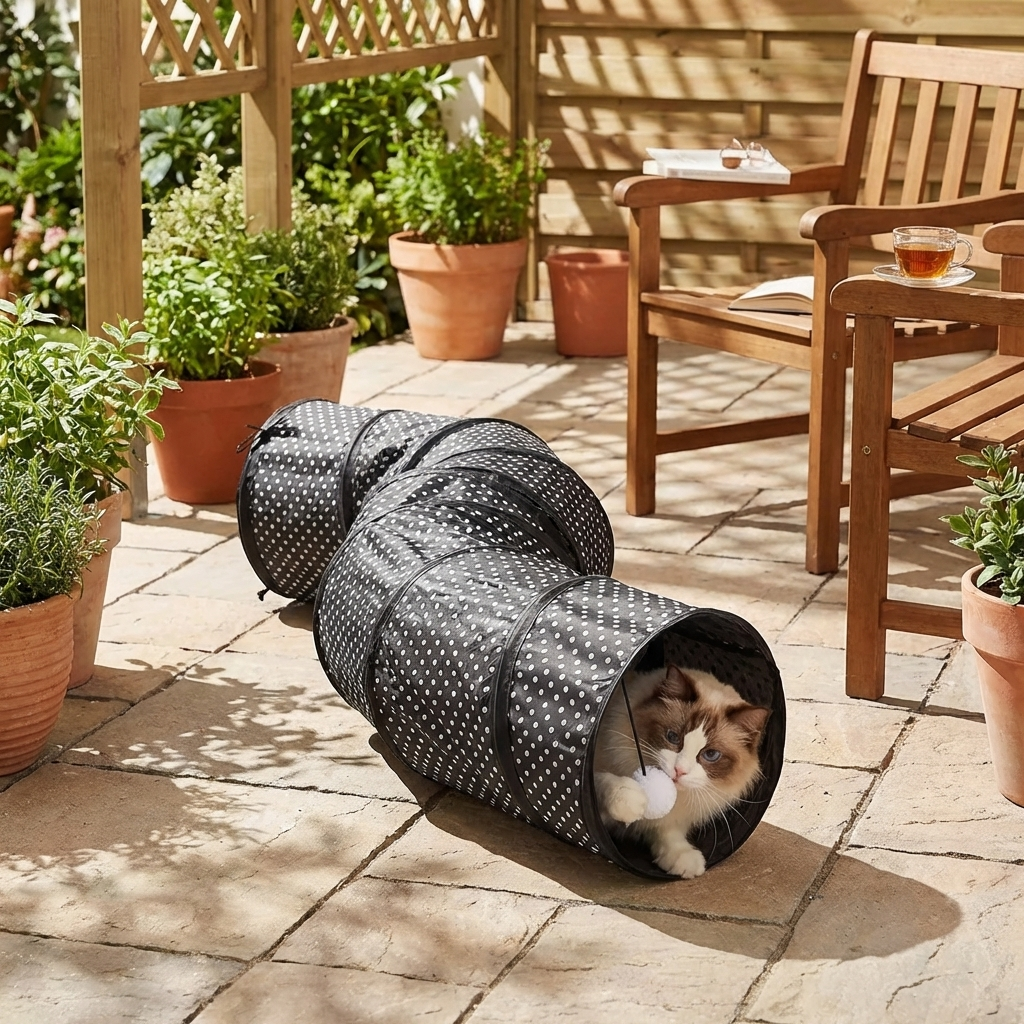 TruePet Katzentunnel Faltbar | Spieltunnel Katze | Knisterfolie | 3-Wege | Platzsparend