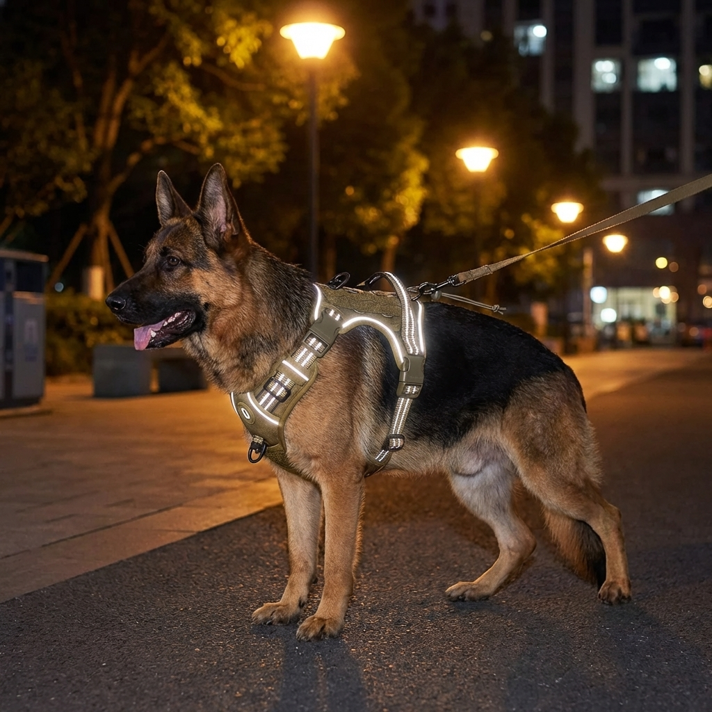 TruePet Taktisches Hundegeschirr | MOLLE-System für Taschen & Patches | Reflektierend | Atmungsaktiv | 4 Farben | M-XL