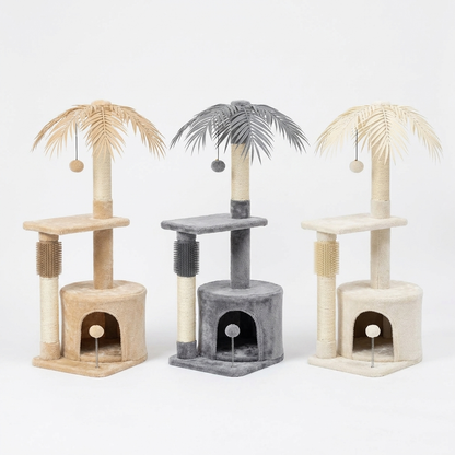TruePet Kratzbaum Klein | Mini Kratzbaum Wohnung | Platzsparend | Sisal & Höhle | Für 1 Katze
