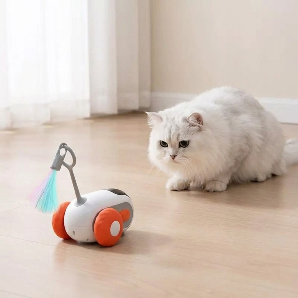 TruePet Elektrisches Katzenspielzeug | Selbstbewegend | USB-Akku | Alleinbeschäftigung | Automatisch