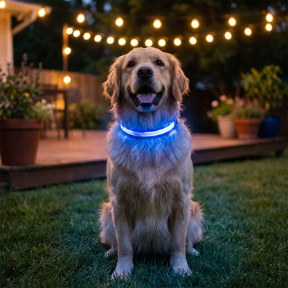 TruePet LED Hundehalsband | USB Aufladbar (2-3 Std Leuchtdauer) | 3 Leuchtmodi | 7 Farben | 6 Größen XS-XXL | Nachtsicherheit