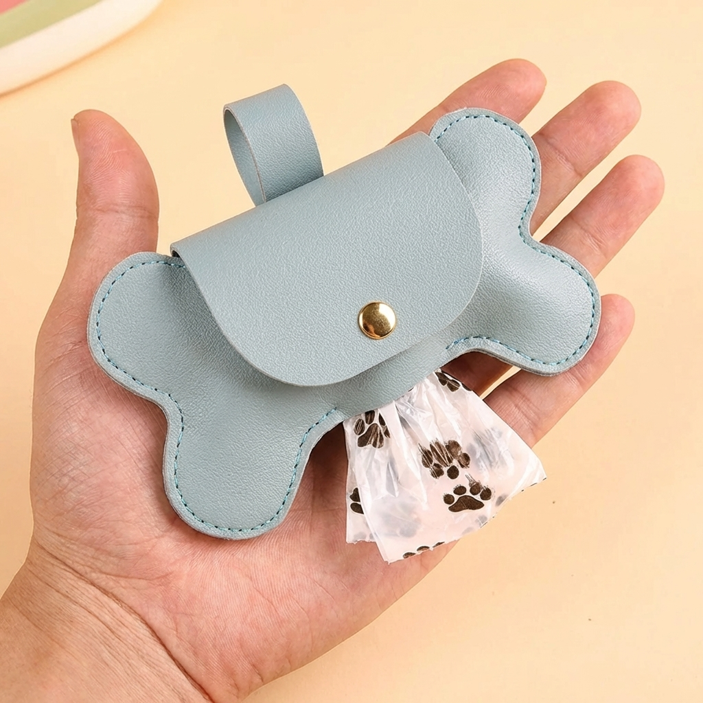TruePet Premium Kotbeutelspender | PU-Leder mit Leinenclip