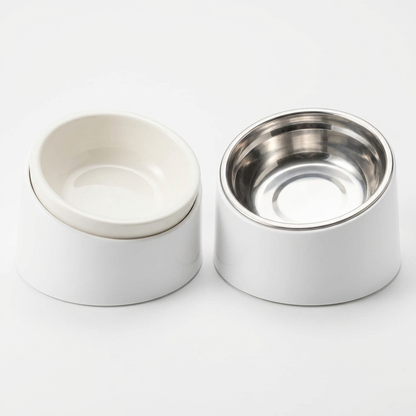 TruePet Katzennapf Erhöht | Keramik & Edelstahl | Ergonomisch | Rutschfest | Einzeln & Doppelnapf