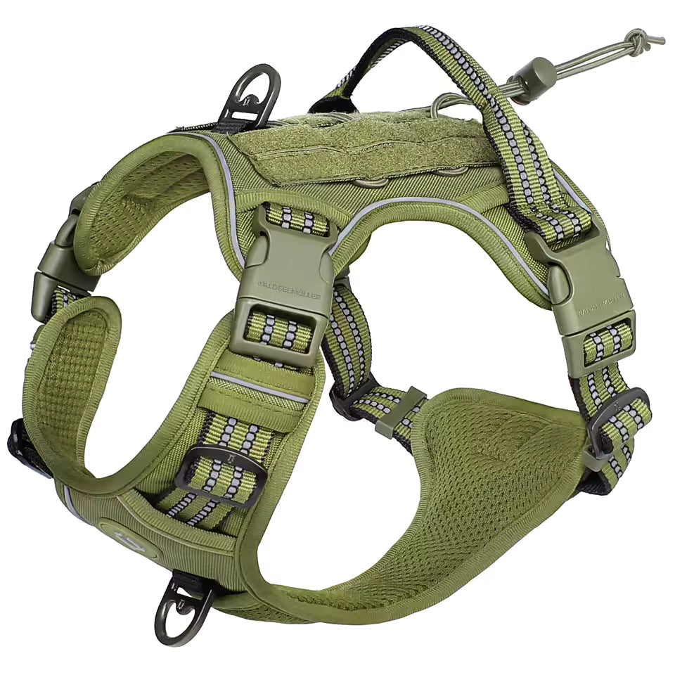 TruePet Taktisches Hundegeschirr | MOLLE-System für Taschen & Patches | Reflektierend | Atmungsaktiv | 4 Farben | M-XL