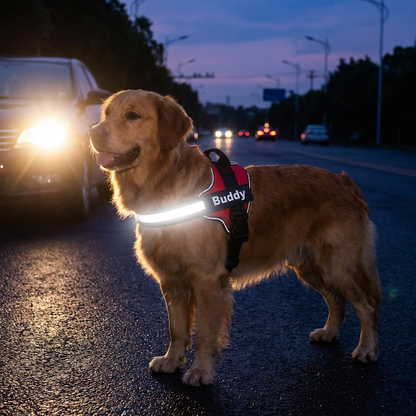 TruePet Reflektierendes Hundegeschirr | Anti-Zug Brustgeschirr | Gepolstert | Nacht-Sichtbarkeit | S-XL