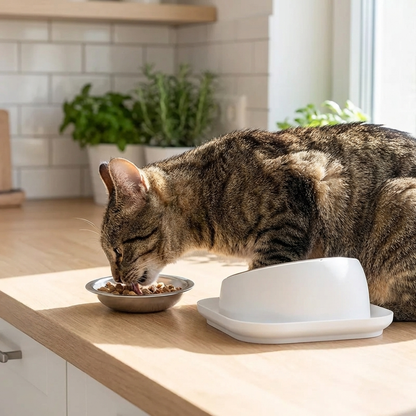 TruePet Katzennapf Erhöht | Keramik & Edelstahl | Ergonomisch | Rutschfest | Einzeln & Doppelnapf