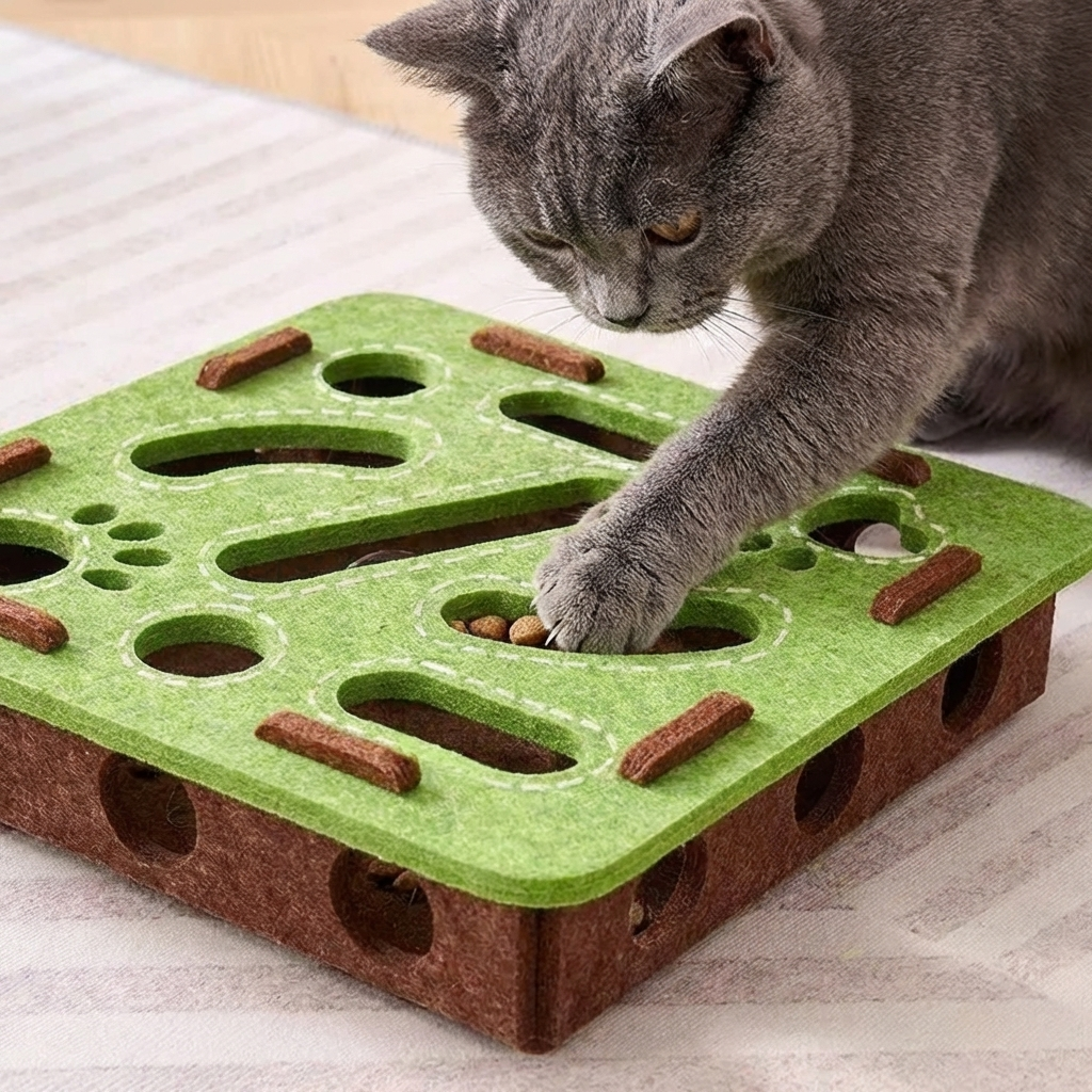 TruePet Intelligenzspielzeug Katze | Futter-Puzzle mit 3 Leveln | Beschäftigung | Antischlingnapf