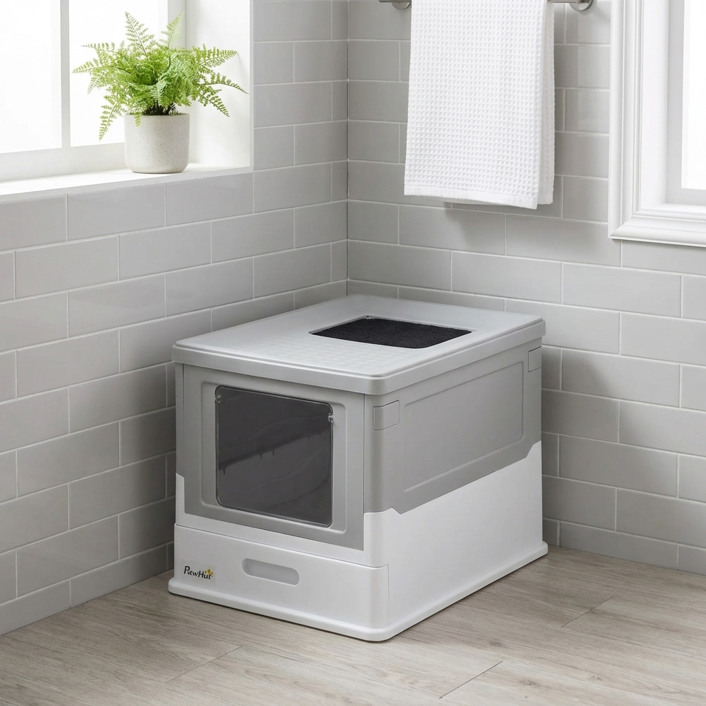 TruePet Katzentoilette mit Haube | Geschlossenes Katzenklo XXL | Aktivkohlefilter | Spritzschutz