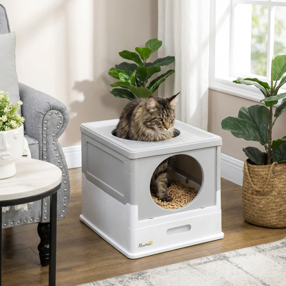 TruePet Katzentoilette mit Haube | Geschlossenes Katzenklo XXL | Aktivkohlefilter | Spritzschutz