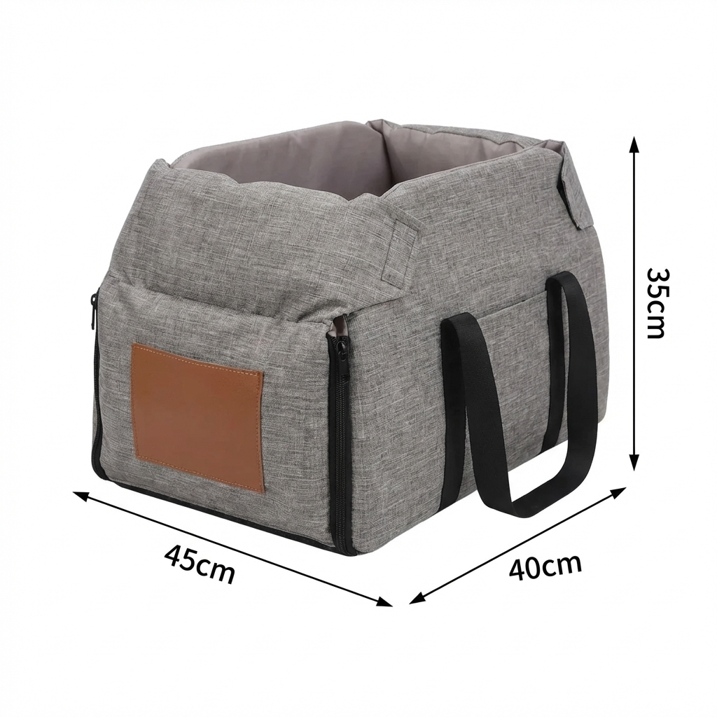 TruePet Hunde-Autositz | Gepolsterter Sitz mit erhöhten Rändern | Sicherheitsleine & Gurtfixierung | Für Hunde bis 5 kg
