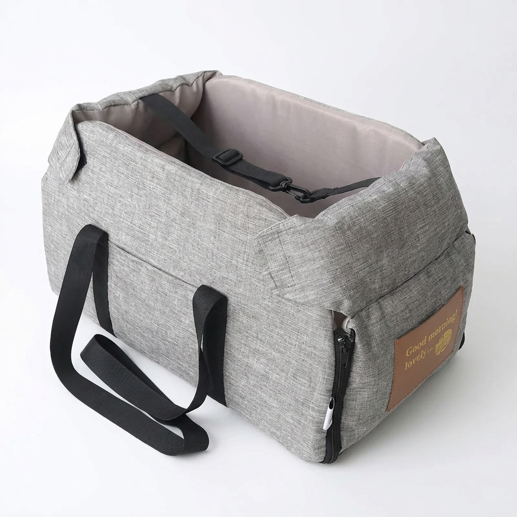 TruePet Hunde-Autositz | Gepolsterter Sitz mit erhöhten Rändern | Sicherheitsleine & Gurtfixierung | Für Hunde bis 5 kg