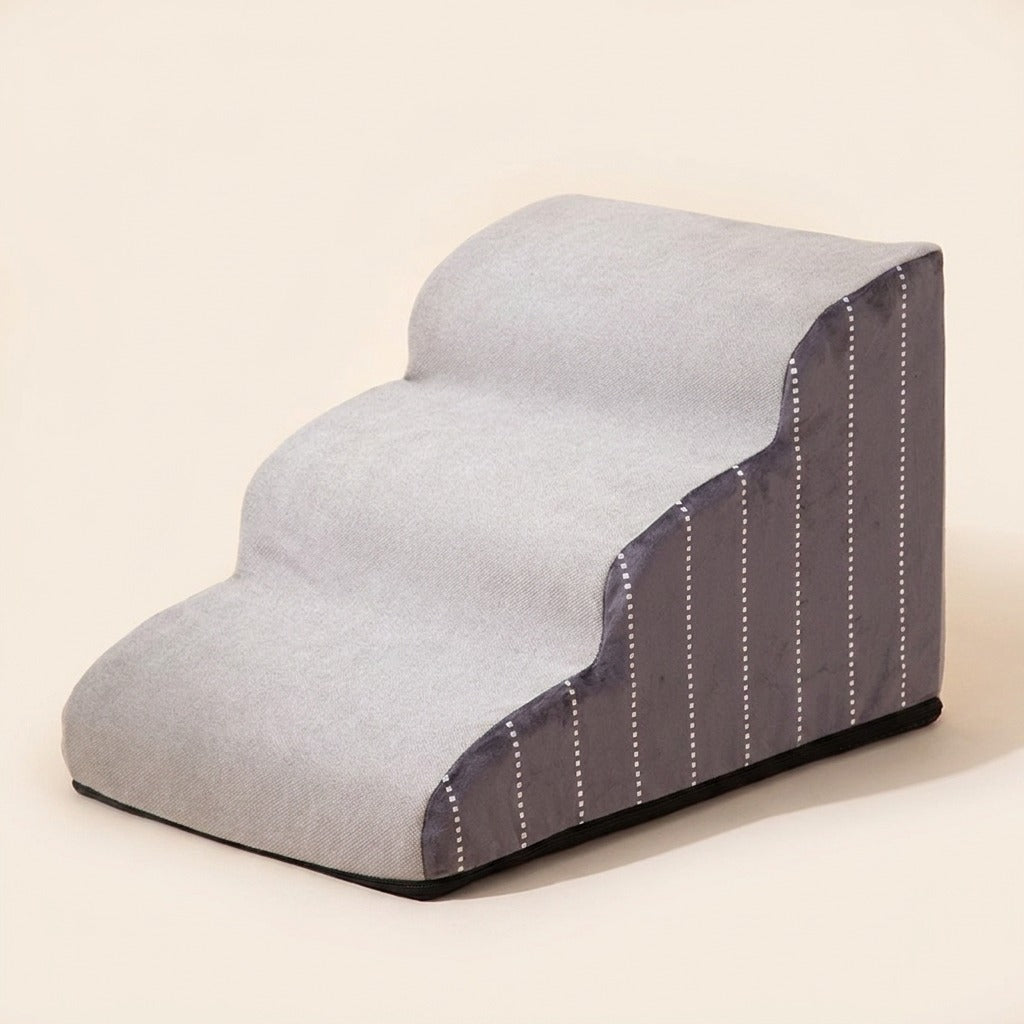 TruePet Hundetreppe 3 Stufen Grau mit Wellen-Design, Produktansicht