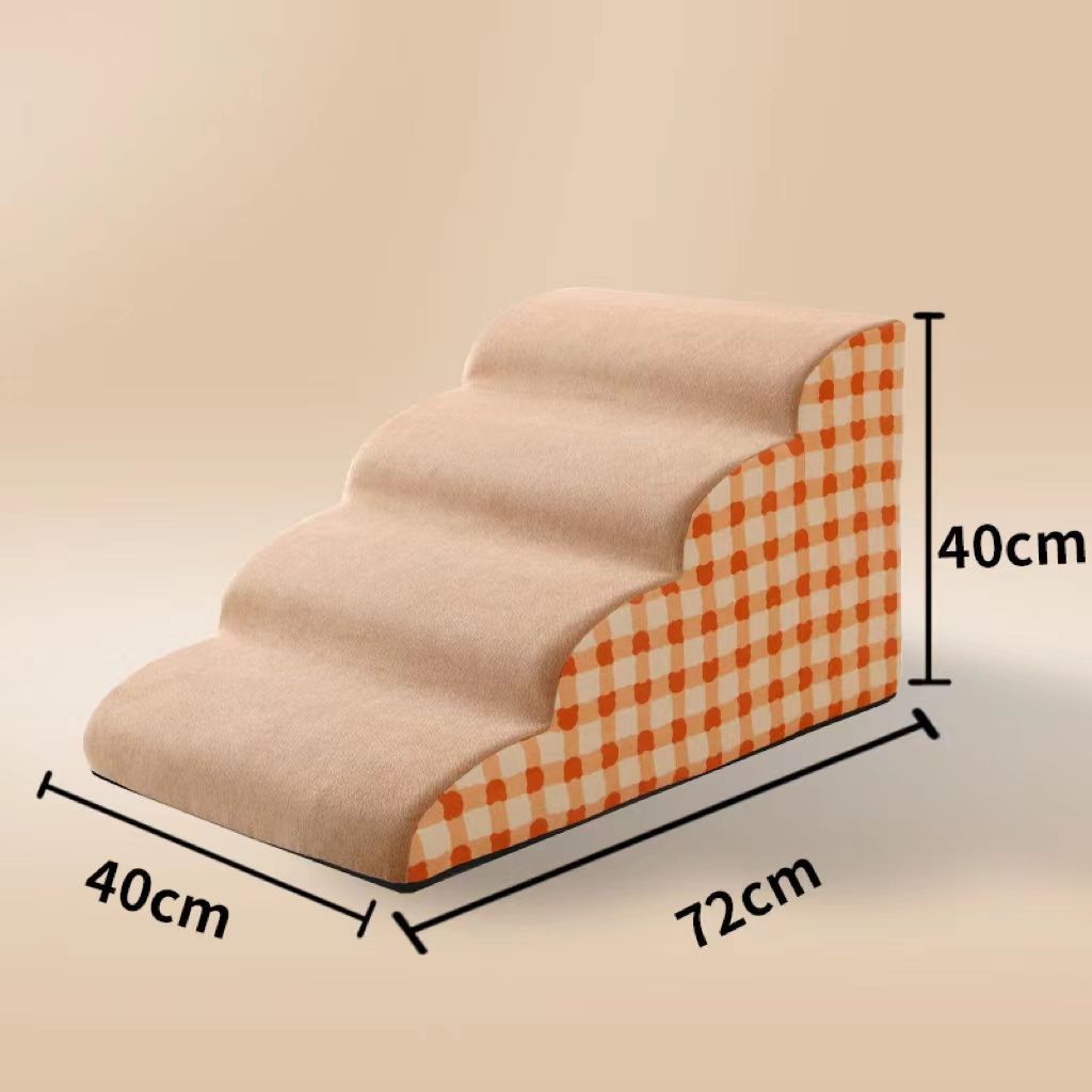 TruePet Hundetreppe 4 Stufen Beige-Karo, 40 x 72 x 40 cm