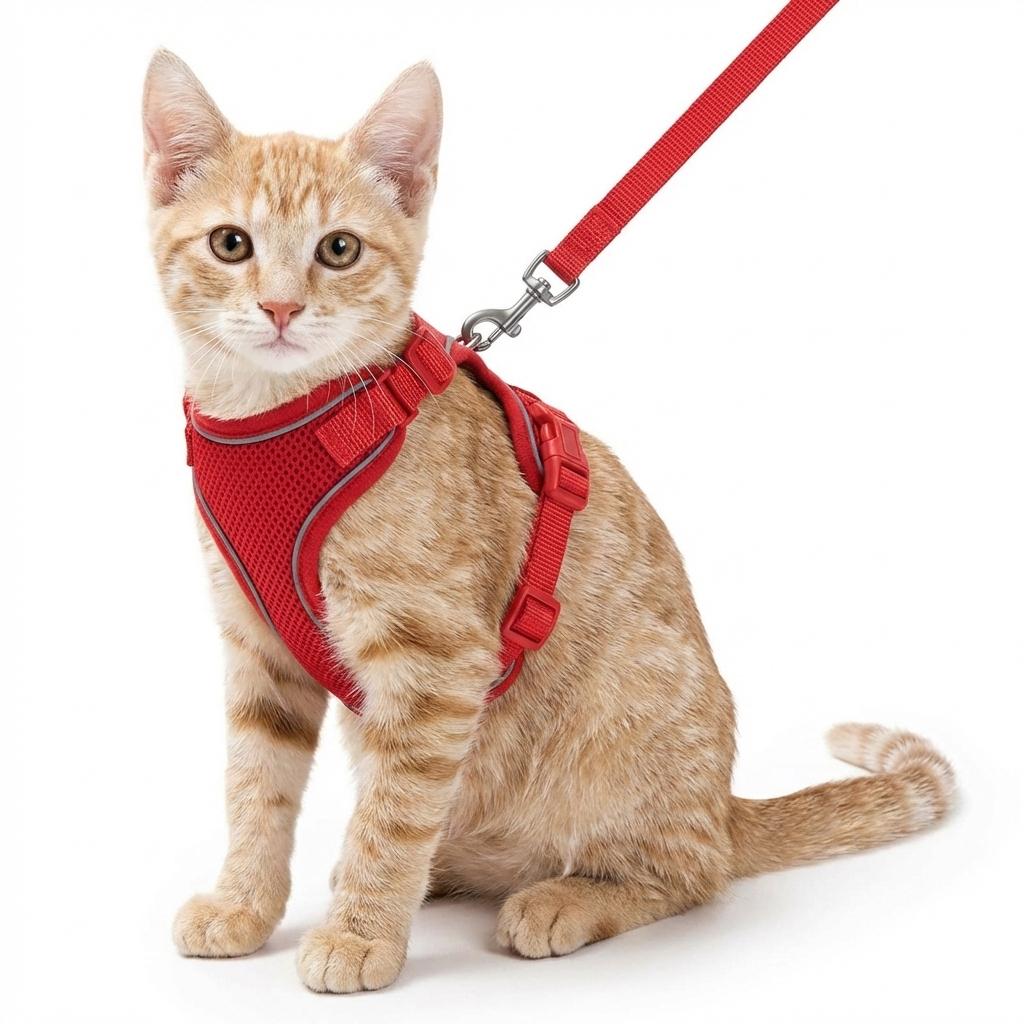 katzengeschirr-leine-v2 Rot