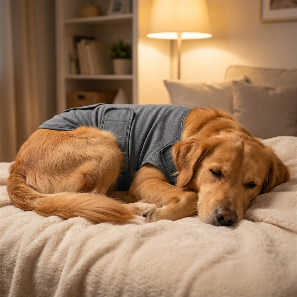 Ruhiger Hund mit CalmPaw Pro Weste