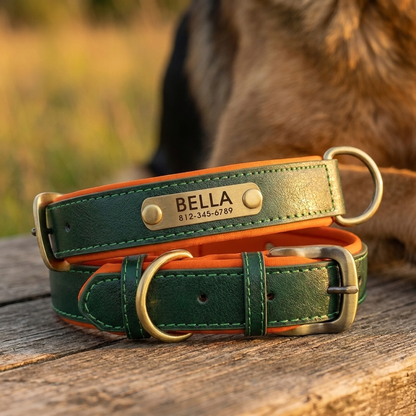 TruePet Personalisiertes Hundehalsband — PU-Leder mit Gravur