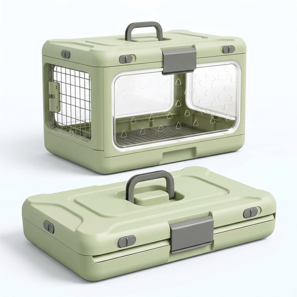 TruePet Transportbox Faltbar | Hartschale mit Sichtfenster | Klappt auf 11 cm | Für Katzen & kleine Hunde
