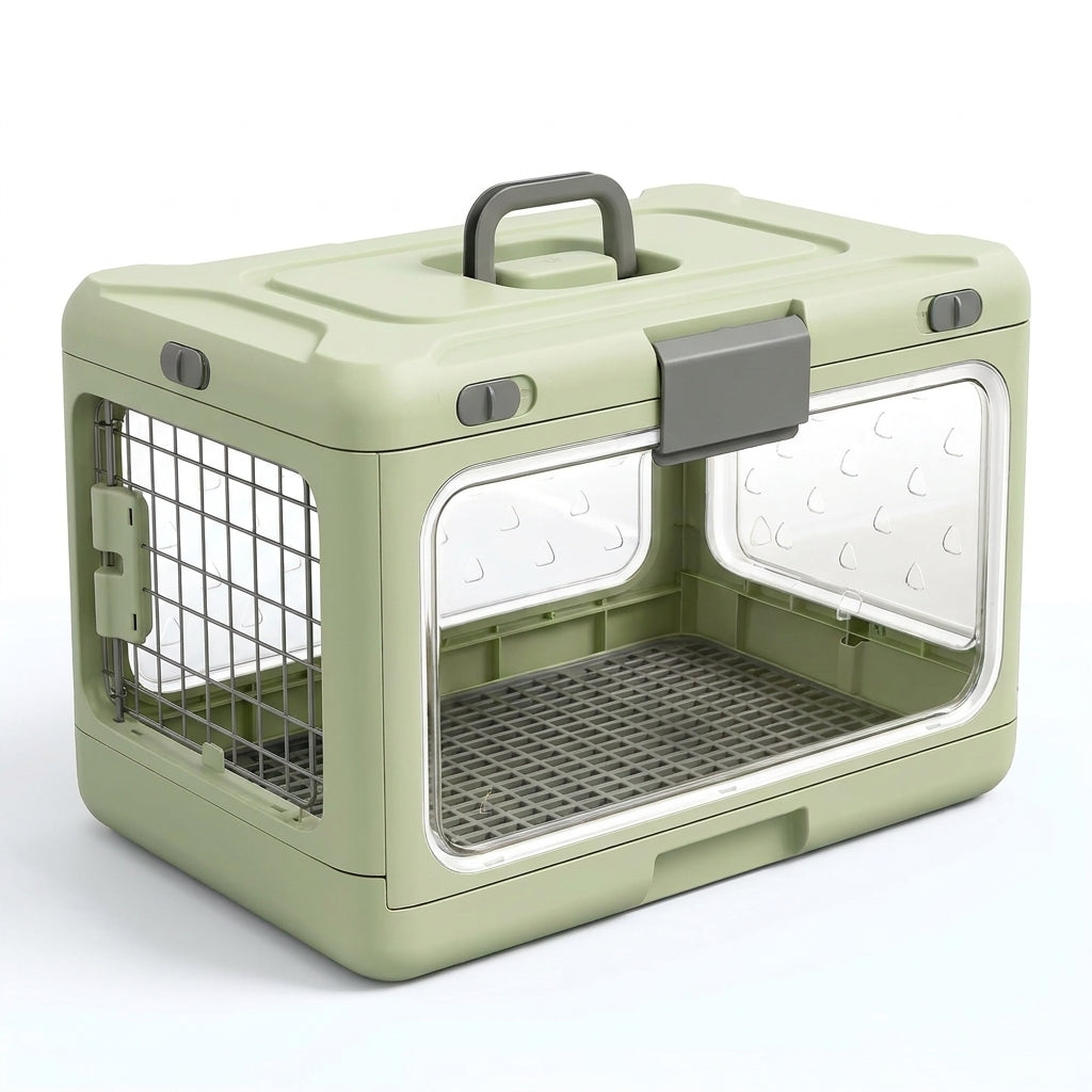 TruePet Transportbox Faltbar | Hartschale mit Sichtfenster | Klappt auf 11 cm | Für Katzen & kleine Hunde