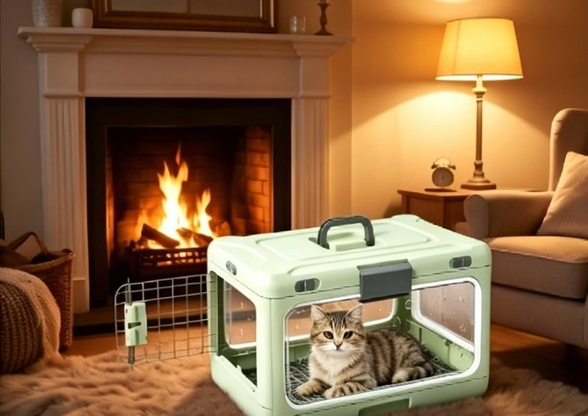 TruePet Transportbox Faltbar | Hartschale mit Sichtfenster | Klappt auf 11 cm | Für Katzen & kleine Hunde