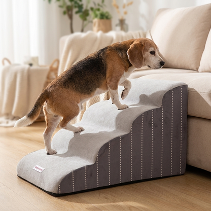TruePet Hundetreppe | Sanfte Wellen-Stufen für Sofa & Bett | Abnehmbarer Bezug | 3–4 Stufen