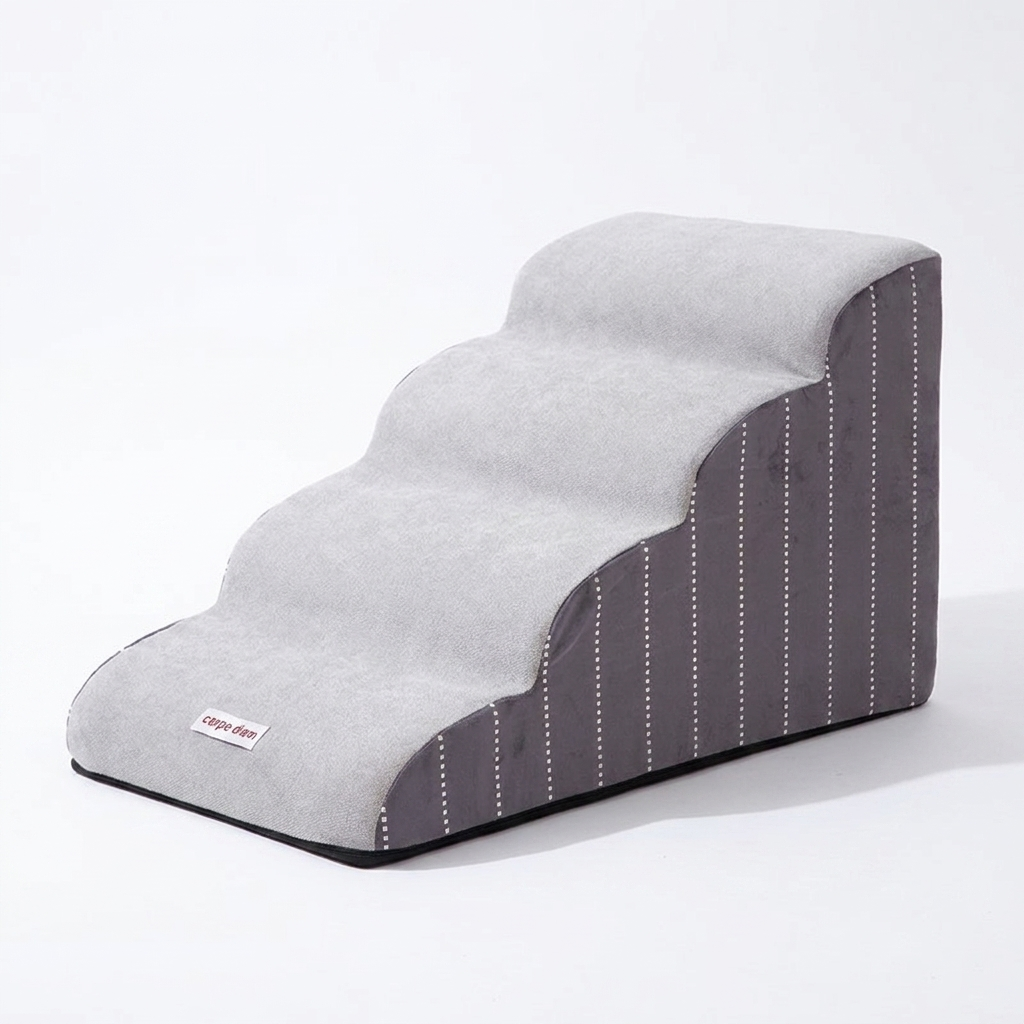 TruePet Hundetreppe | Sanfte Wellen-Stufen für Sofa & Bett | Abnehmbarer Bezug | 3–4 Stufen