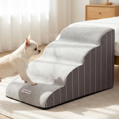TruePet Hundetreppe | Sanfte Wellen-Stufen für Sofa & Bett | Abnehmbarer Bezug | 3–4 Stufen