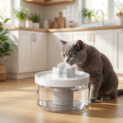 TruePet Katzenbrunnen Kabellos | Radar-Sensor: fließt nur, wenn deine Katze kommt | Flüsterleise | Akku
