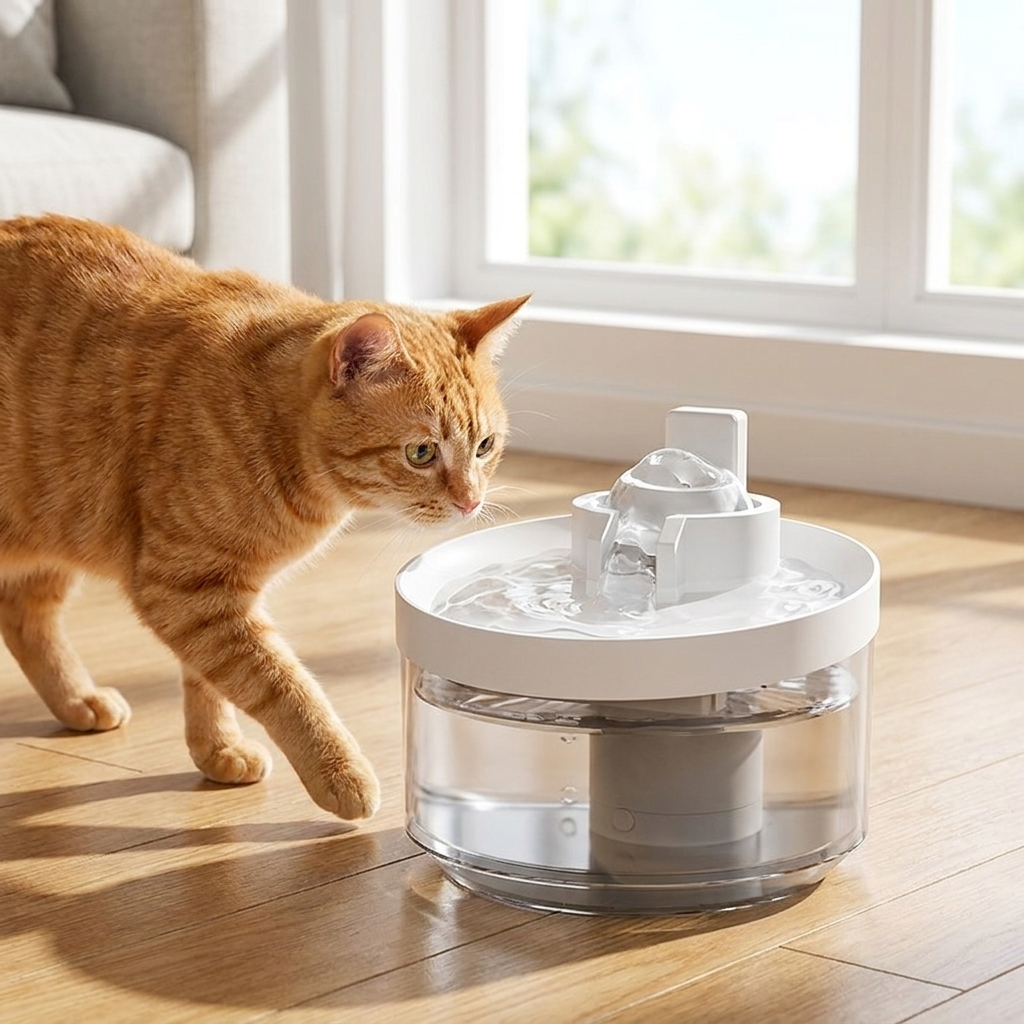 TruePet Katzenbrunnen Kabellos | Radar-Sensor: fließt nur, wenn deine Katze kommt | Flüsterleise | Akku