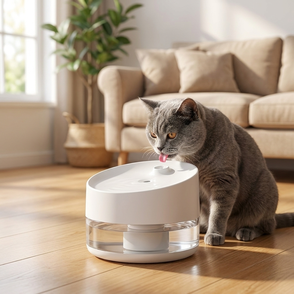 TruePet Katzenbrunnen Kabellos | Radar-Sensor: fließt nur, wenn deine Katze kommt | Flüsterleise | Akku