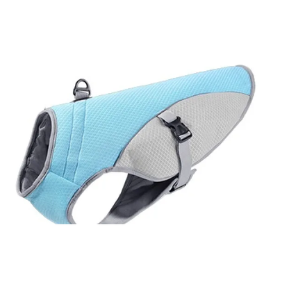 TruePet Kühlweste Pro Blau – 2-in-1 Kühlweste & Geschirr mit D-Ring