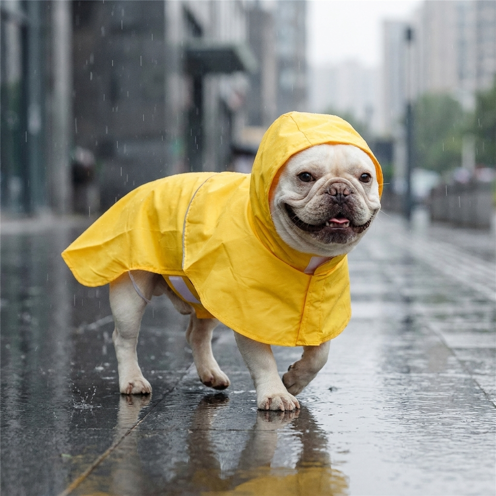 TruePet Hunde-Regenmantel | 100% Wasserdicht & Winddicht | Mit Kapuze | Leuchtend Gelb oder Grau | Reflektierend | Für kleine & mittlere Hunde