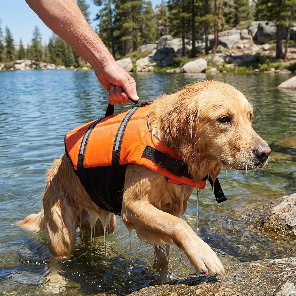 TruePet Hunde-Schwimmweste mit Rettungsgriff | Reflektierend | Verstellbar | XXS-XXL