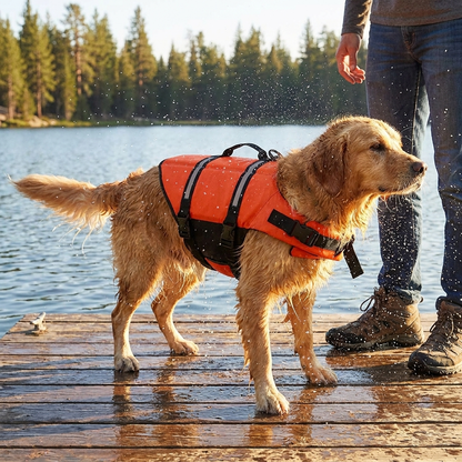 TruePet Hunde-Schwimmweste mit Rettungsgriff | Reflektierend | Verstellbar | XXS-XXL