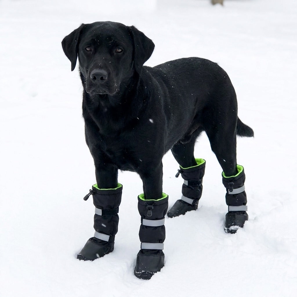 TruePet Winter-Hundeschuhe | Wasserdicht & Gefüttert | 4er-Set | Reflektierend | Anti-Rutsch-Sohle | Schutz vor Streusalz, Schnee & Eis | XS-XL
