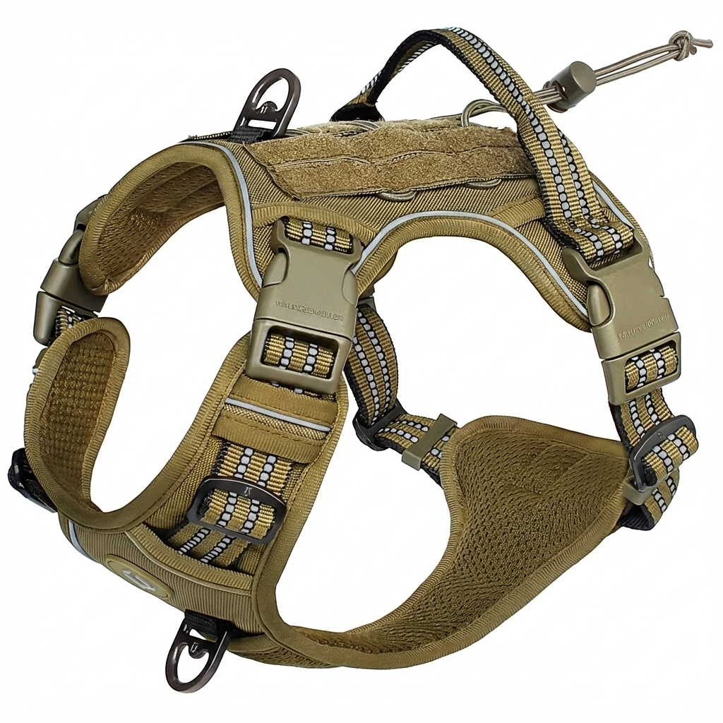 TruePet Taktisches Hundegeschirr | MOLLE-System für Taschen & Patches | Reflektierend | Atmungsaktiv | 4 Farben | M-XL