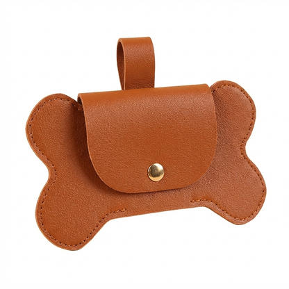 TruePet Premium Kotbeutelspender | PU-Leder mit Leinenclip