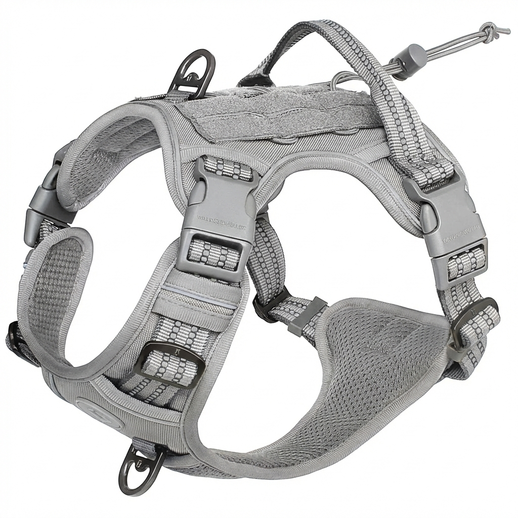 TruePet Taktisches Hundegeschirr | MOLLE-System für Taschen & Patches | Reflektierend | Atmungsaktiv | 4 Farben | M-XL