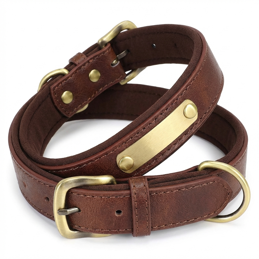 TruePet Personalisiertes Hundehalsband | PU-Leder mit Gravur | Gepolstert | XS-XL