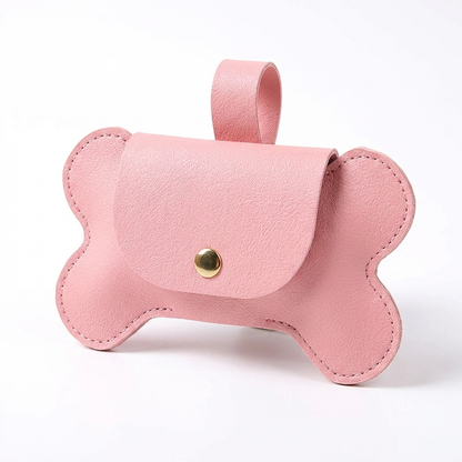TruePet Premium Kotbeutelspender | PU-Leder mit Leinenclip