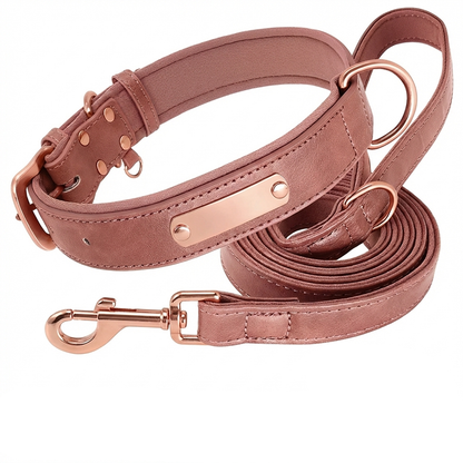 TruePet Premium Hundeleine aus Leder | Mit Gravur | Gepolstert