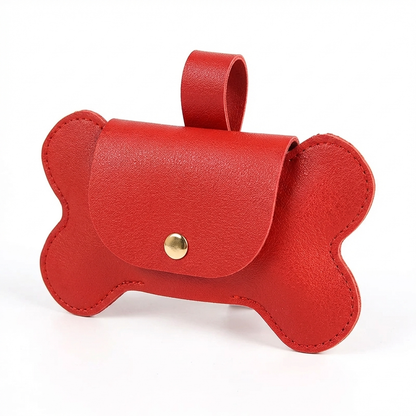 TruePet Premium Kotbeutelspender | PU-Leder mit Leinenclip