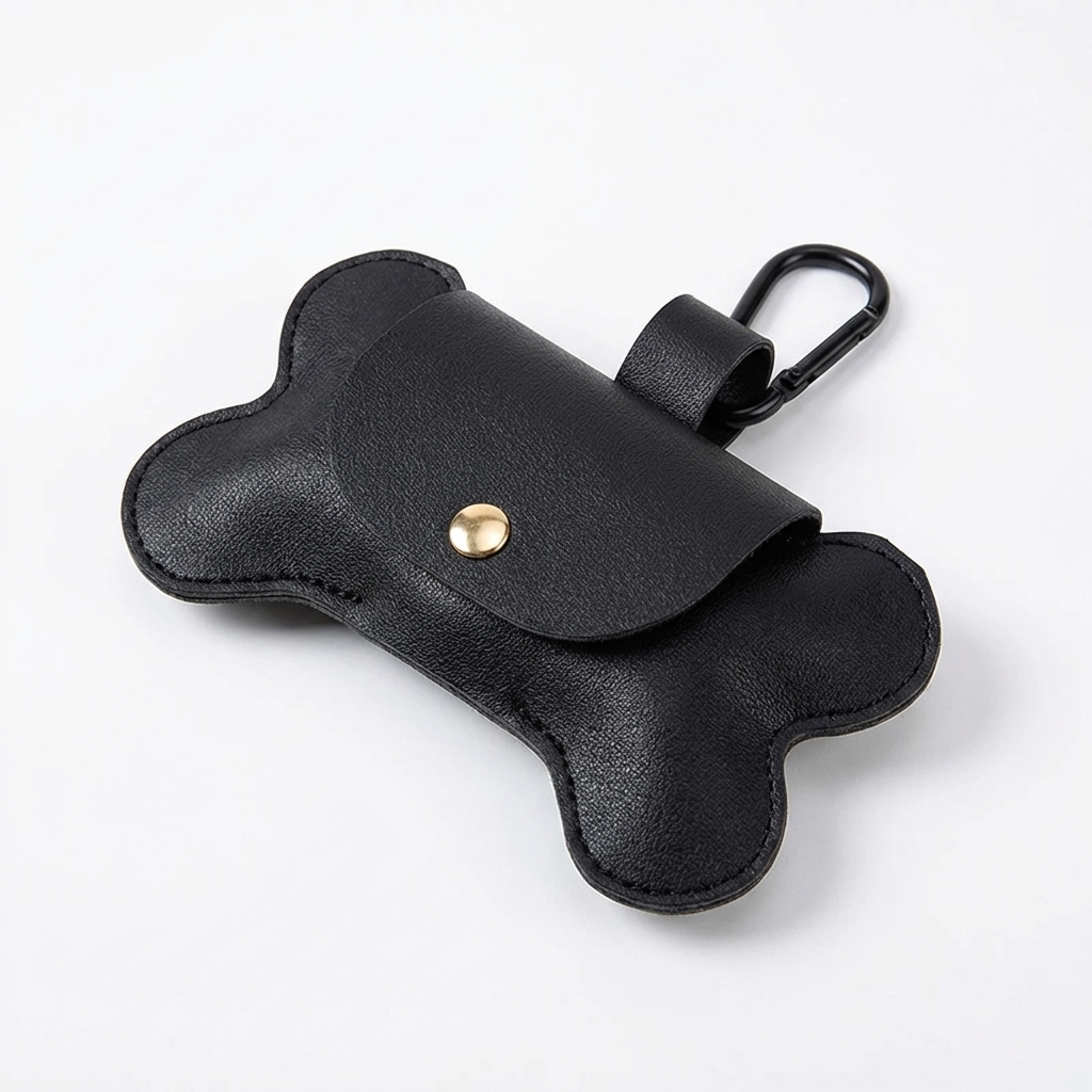 TruePet Premium Kotbeutelspender | PU-Leder mit Leinenclip