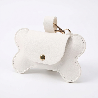 TruePet Premium Kotbeutelspender | PU-Leder mit Leinenclip